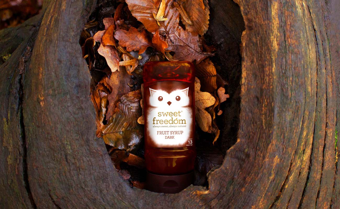 甜蜜的自由天然水果糖漿包裝設(shè)計(jì)，利用動(dòng)物表現(xiàn)產(chǎn)品適合糖尿病患者的特性