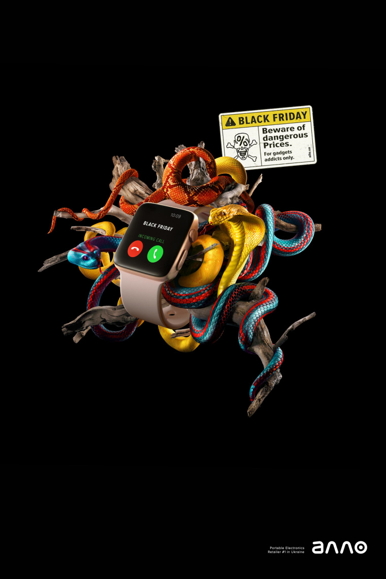 Allo及時(shí)通訊app“抑制黑色星期五購(gòu)物欲望”平面創(chuàng)意廣告設(shè)計(jì)欣賞-蛇