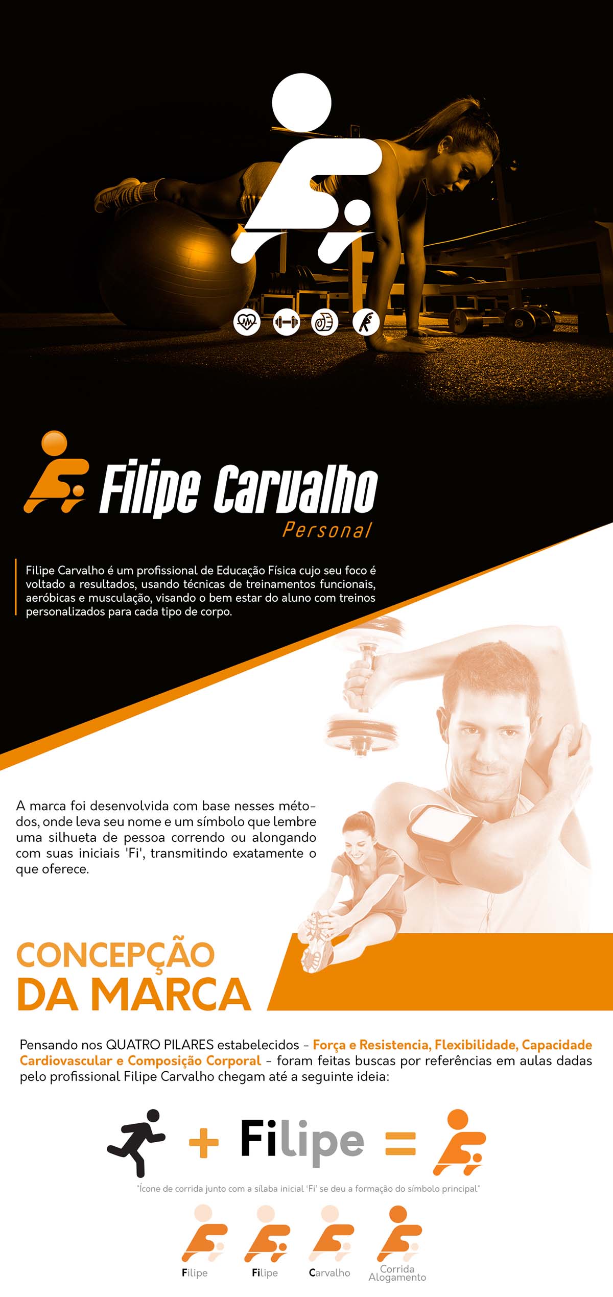  Filipe健身體育培訓(xùn)機(jī)構(gòu)品牌logo設(shè)計(jì)，源自跑步剪影與速度的符號