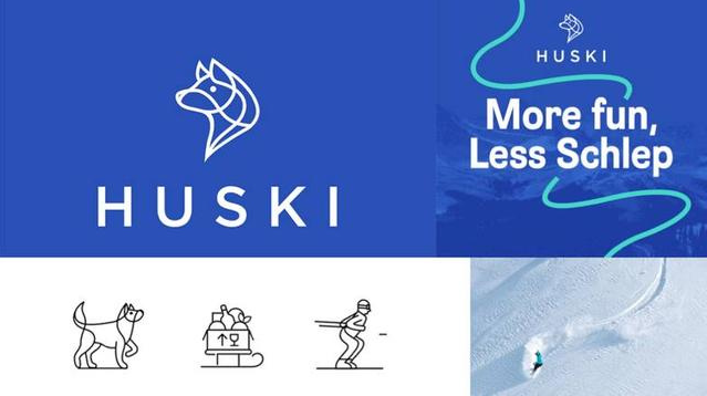 線條化logo設(shè)計-Huski（法國滑雪區(qū)域派送外賣的在線平臺）logo設(shè)計