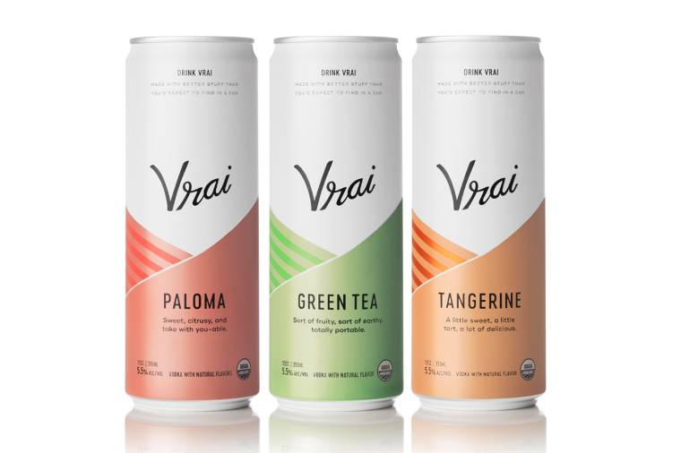 Vrai 品牌灌裝伏特加雞尾酒包裝設(shè)計(jì)清爽“V”字母版式