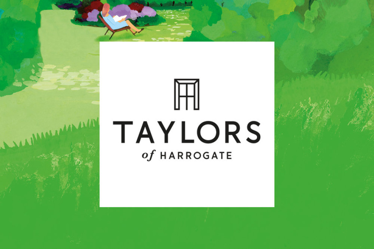 Taylors of Harrogate 茶葉logo設計-一個字母T和H的窗戶形狀