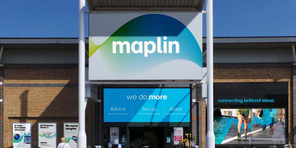 英國電子零售品牌Maplin動感漸變電子風(fēng)格標志設(shè)計與VI形象設(shè)計