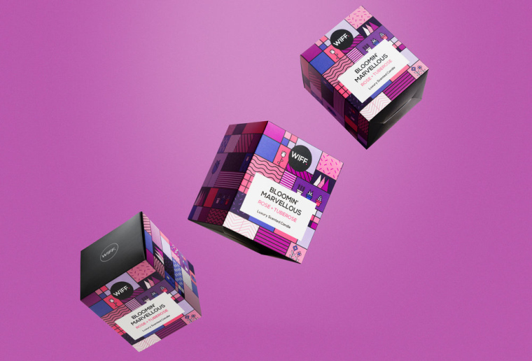 方形色塊插畫風(fēng)格 WIFF蠟燭香薰包裝設(shè)計-上海包裝設(shè)計公司