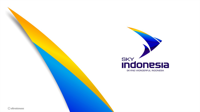 SKY INDONESIA航空公司logo設(shè)計(jì)：代表印尼航空安全\精準(zhǔn)\效率文化\友好的箭鳥logo