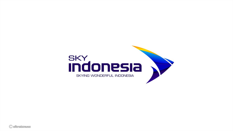 SKY INDONESIA航空公司logo設(shè)計(jì)：代表印尼航空安全\精準(zhǔn)\效率文化\友好的箭鳥logo
