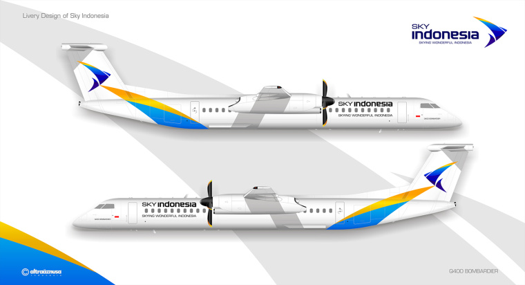 SKY INDONESIA航空公司箭鳥logo設(shè)計(jì)-飛機(jī)涂裝設(shè)計(jì)