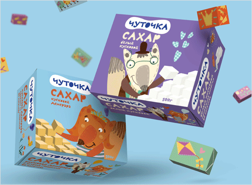 可愛插畫風(fēng) ЧУТОЧКА 食糖包裝設(shè)計