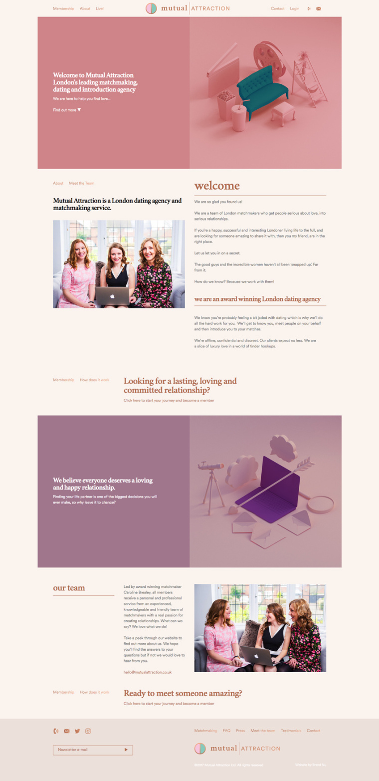 Mutual Attraction “相互吸引力”約會與婚介服務機構VI設計網站設計