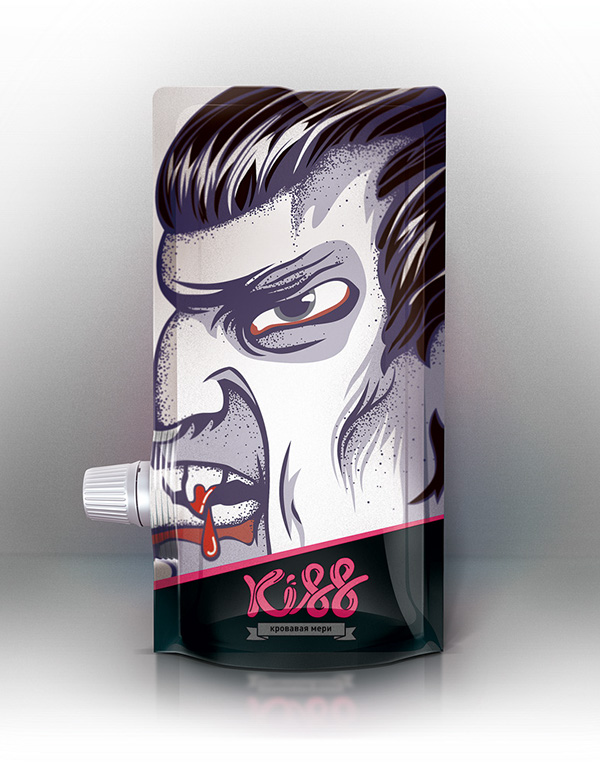 kiss人物夸張插畫果蔬泥包裝設(shè)計-上海包裝設(shè)計公司國外創(chuàng)意包裝欣賞