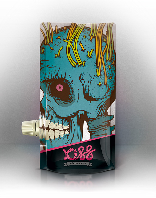 kiss人物夸張插畫果蔬泥包裝設(shè)計-上海包裝設(shè)計公司國外創(chuàng)意包裝欣賞