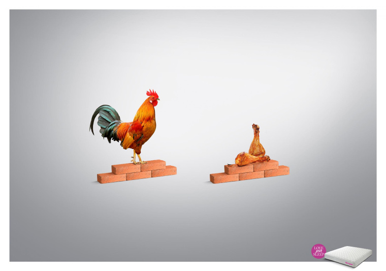 Sleepwell床墊平面廣告創(chuàng)意“愛(ài)你的睡眠–雞”篇賞析