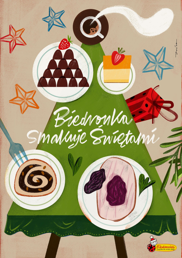 Biedronka超市圣誕節(jié)平面宣傳海報廣告創(chuàng)意設(shè)計“手繪插畫”賞析-圣誕