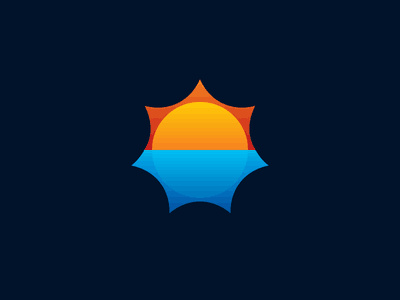 藍色加橙色的太陽logo設(shè)計
