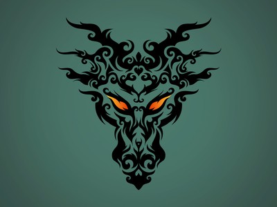 黑色的部落龍logo設計