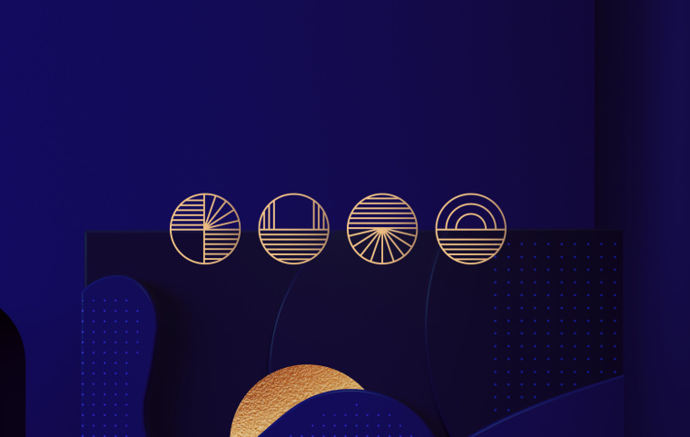 奢侈藍金藝術風格冥想工作室Inhere公司logo設計VI設計-上海logo設計VI設計公司