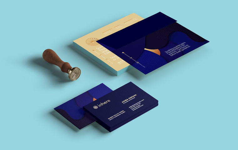 奢侈藍金藝術風格冥想工作室Inhere公司logo設計VI設計-上海logo設計VI設計公司