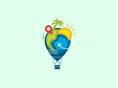 彩色氣球加旅游標(biāo)志的旅行l(wèi)ogo設(shè)計