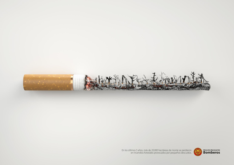 烏拉圭消防局預(yù)防火災(zāi)平面創(chuàng)意公益廣告“香煙灰燼”篇-上海廣告設(shè)計公司分享
