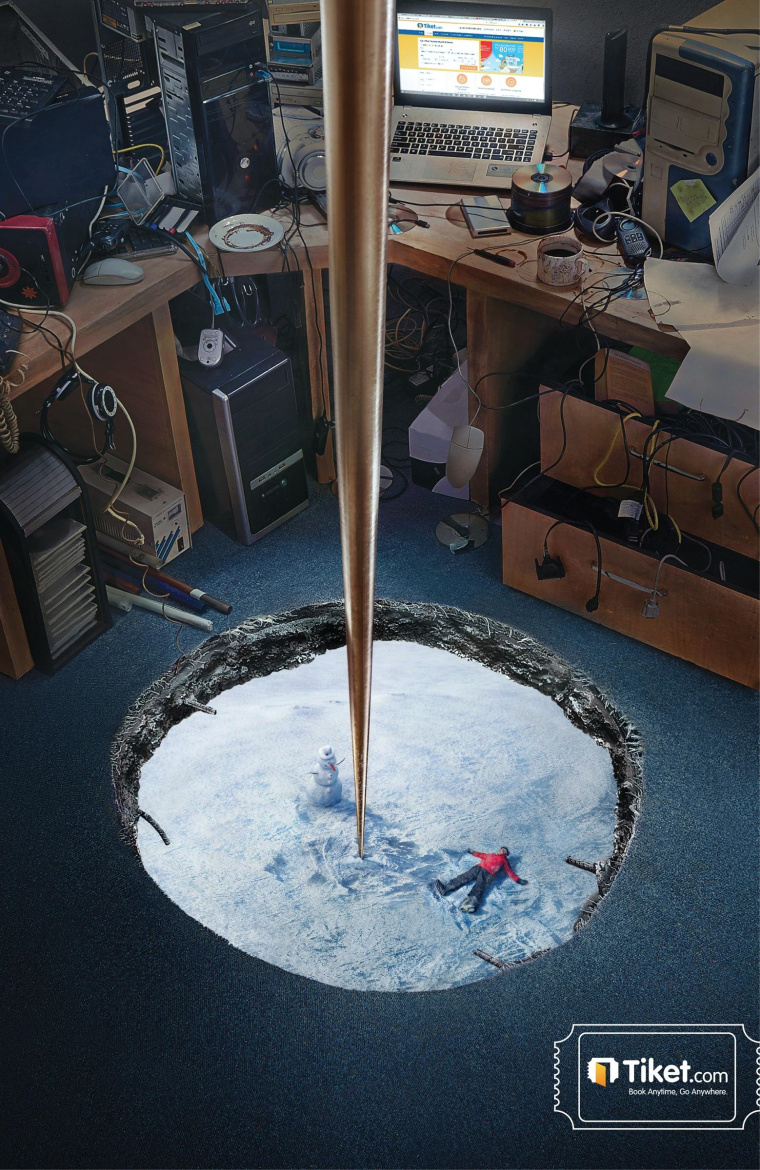  印尼機票訂購網(wǎng)平面創(chuàng)意廣告“地洞篇”-上海品牌策劃設(shè)計公司