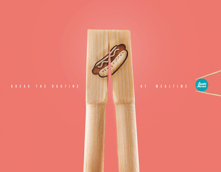 Sushi Market 漢堡餐廳平面創(chuàng)意廣告設(shè)計(jì)“筷子休息”篇-上海平面廣告策劃設(shè)計(jì)公司-上海品牌策劃設(shè)計(jì)公司