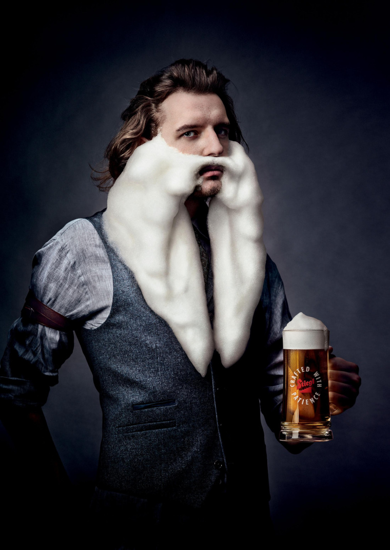 Stiegl 啤酒平面廣告創(chuàng)意設(shè)計(jì)“啤酒泡沫胡子造型篇”-上海平面廣告策劃設(shè)計(jì)公司