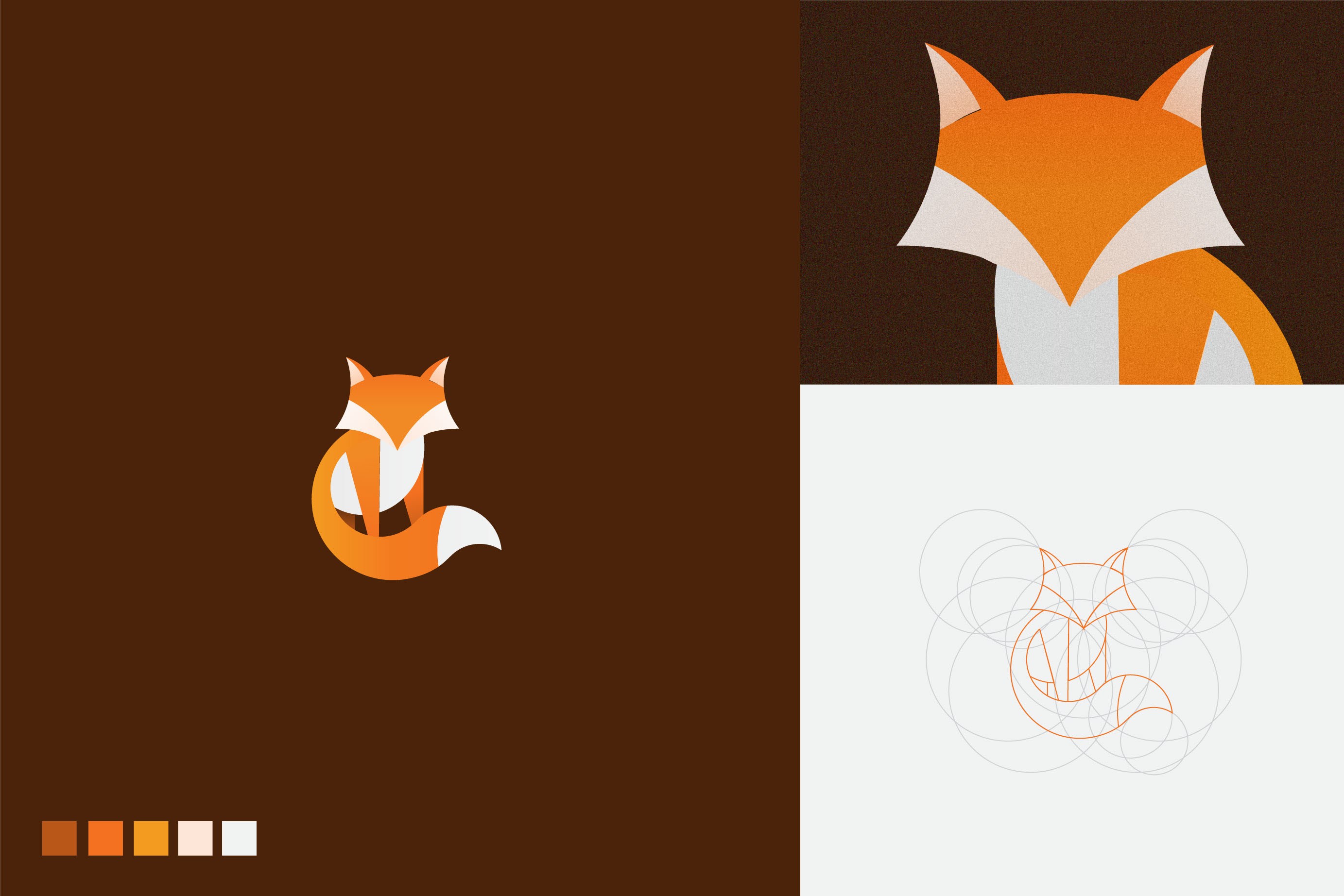 橙色狐貍logo-黃金分割比例設(shè)計(jì)的幾何圖形動(dòng)物logo設(shè)計(jì)圖片欣賞-上海logo設(shè)計(jì)公司