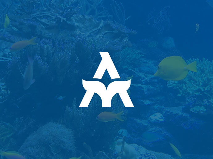 上海logo設(shè)計(jì)公司分享：2017年40個(gè)令人驚奇的Logo設(shè)計(jì)圖片欣賞-字母A+魚尾巴的創(chuàng)意水族館logo