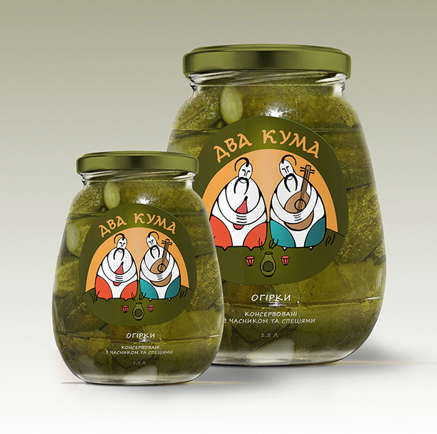 插畫人物夸張的ДВА 蔬菜腌制品罐頭包裝設(shè)計-上海包裝設(shè)計公司欣賞