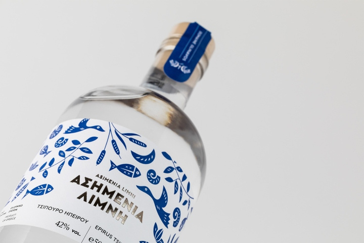 Asimenia白酒包裝藍(lán)色標(biāo)簽設(shè)計(jì)包裝插畫設(shè)計(jì)-上海包裝設(shè)計(jì)公司