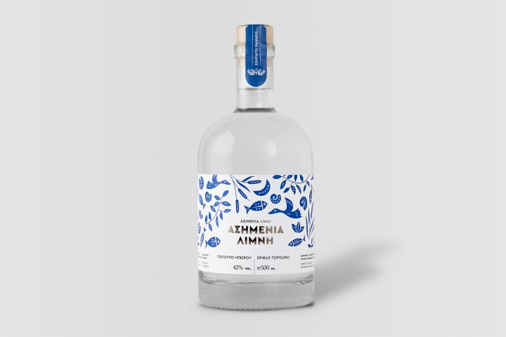 Asimenia白酒包裝藍(lán)色標(biāo)簽設(shè)計(jì)包裝插畫設(shè)計(jì)-上海包裝設(shè)計(jì)公司