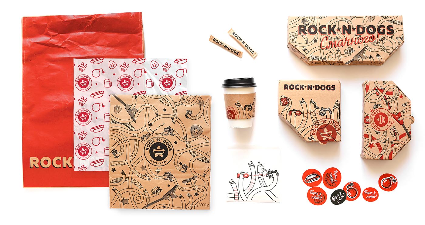 上海品牌包裝設(shè)計(jì)公司欣賞：ROCK ''''N DOG外賣快餐盒手繪插畫包裝設(shè)計(jì)