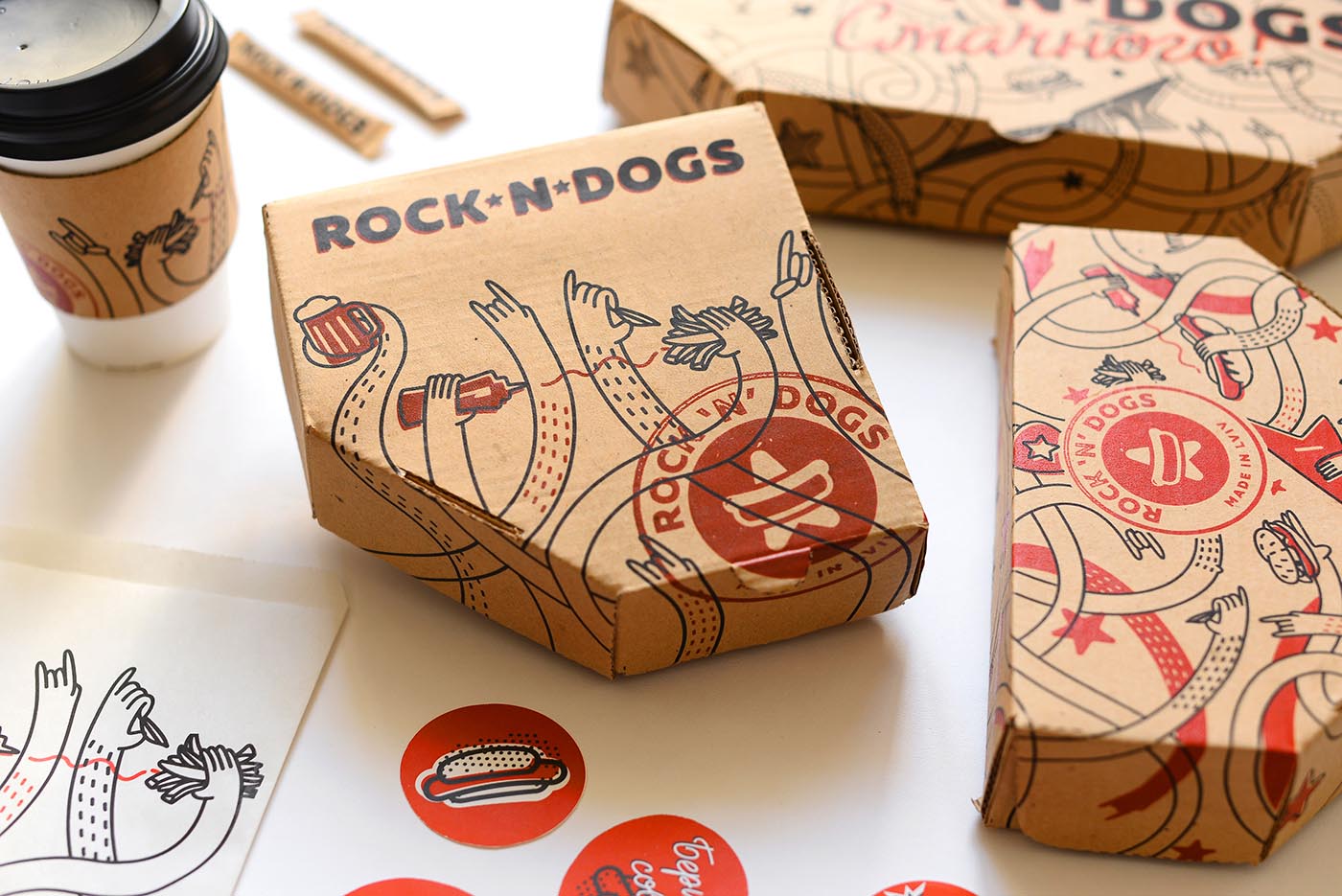 上海品牌包裝設(shè)計(jì)公司欣賞：ROCK ''''N DOG外賣快餐盒手繪插畫包裝設(shè)計(jì)