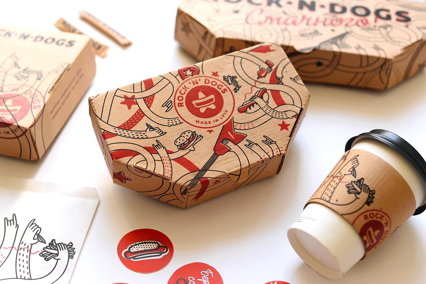 上海品牌包裝設(shè)計(jì)公司欣賞：ROCK ''''N DOG外賣快餐盒手繪插畫包裝設(shè)計(jì)