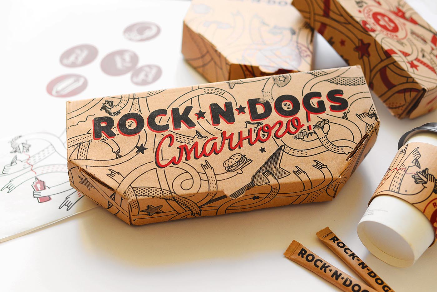 上海品牌包裝設(shè)計(jì)公司欣賞：ROCK ''''N DOG外賣快餐盒手繪插畫包裝設(shè)計(jì)