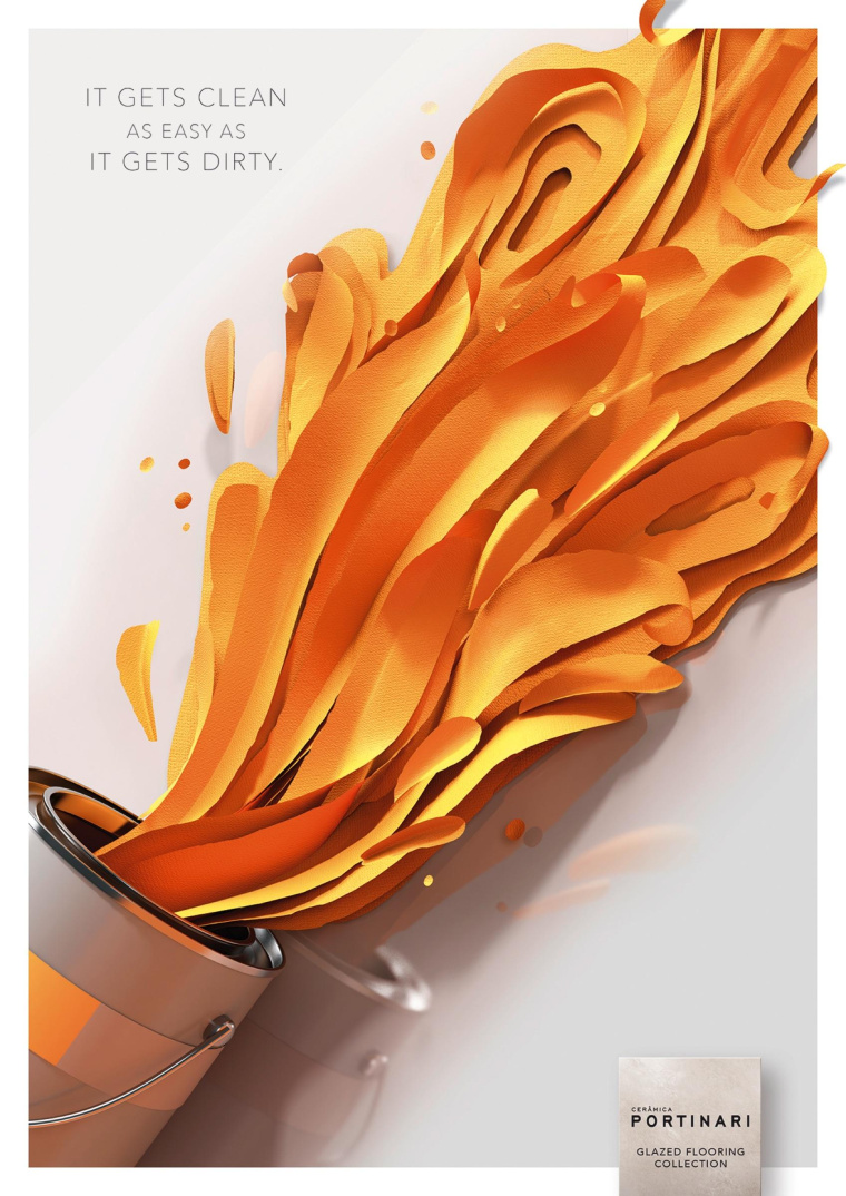 Portinari 瓷磚平面廣告創(chuàng)意設(shè)計(jì)污漬篇-上海建材平面廣告策劃設(shè)計(jì)公司