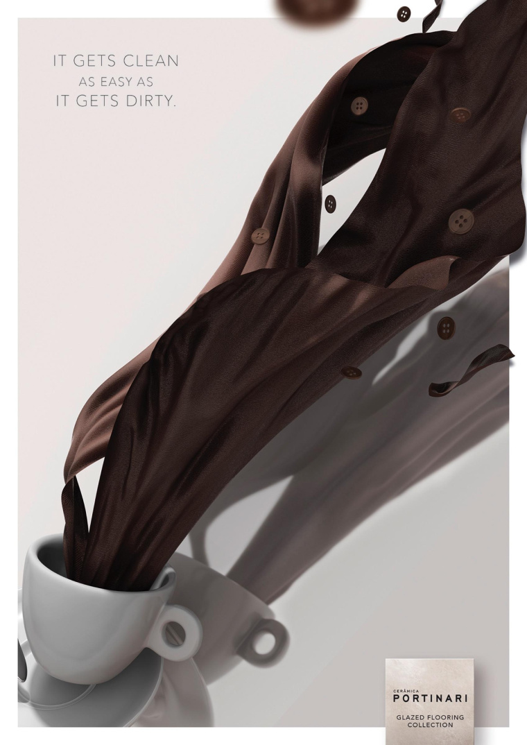 Portinari 瓷磚平面廣告創(chuàng)意設計污漬篇-上海建材平面廣告策劃設計公司