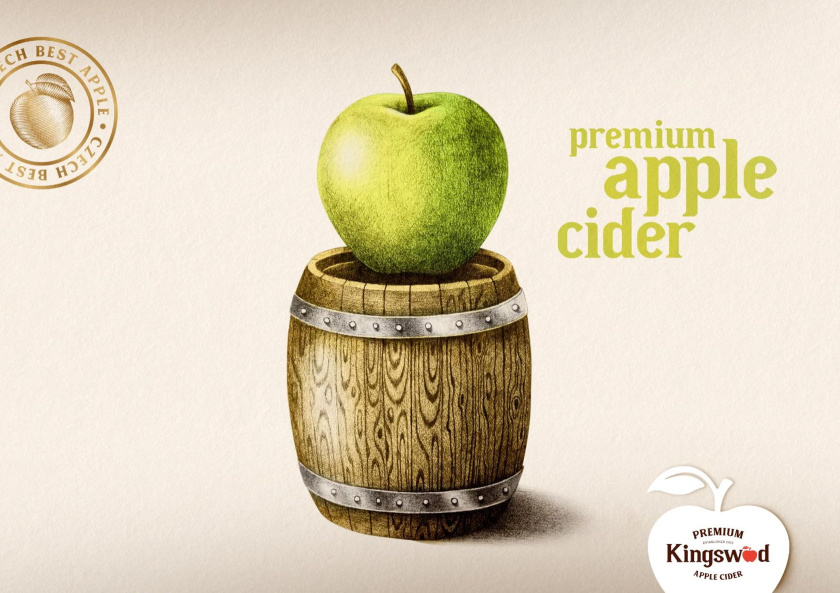 Kingswood蘋果酒包裝標簽設計-青蘋果視覺