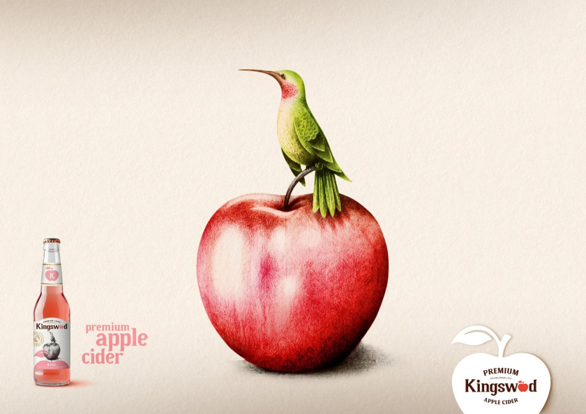 Kingswood蘋果酒包裝標簽設計-桃紅蘋果視覺