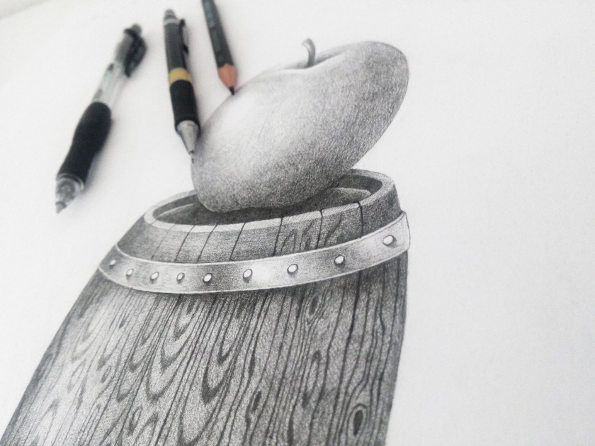 Kingswood蘋果酒包裝標簽設計-青蘋果繪圖