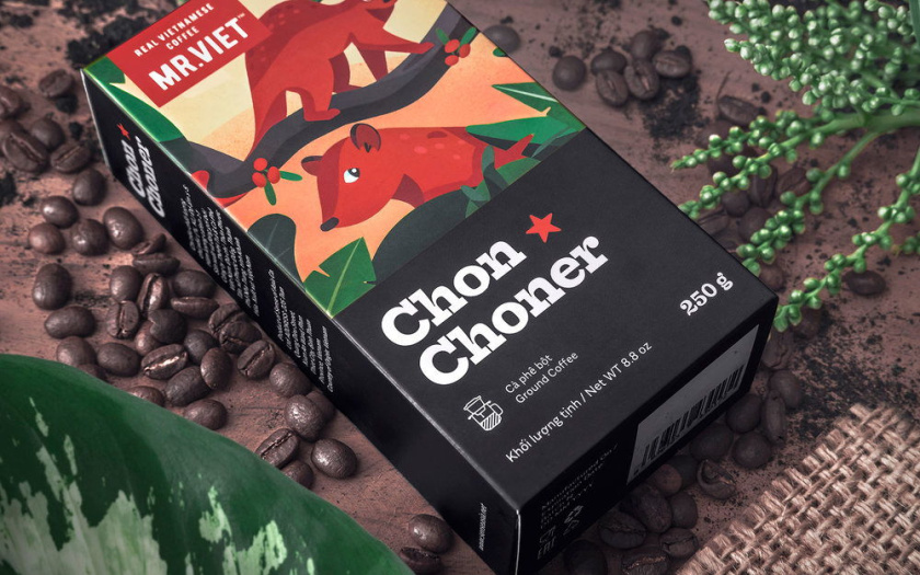 越南Chon Choner咖啡包裝設(shè)計，具有俏皮的動物插圖設(shè)計