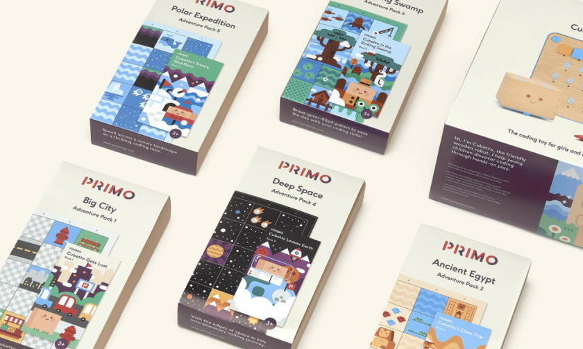PRIMO玩具品牌積木包裝設(shè)計(jì)，展現(xiàn)了積木圖案與天然木材品質(zhì)