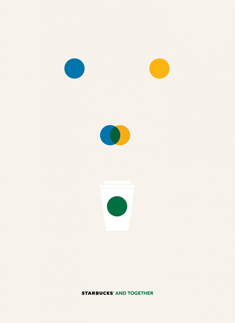 巴西Rai廣告公司為星巴克創(chuàng)作的“圖標(biāo)”篇平面創(chuàng)意廣告-星巴克和一起