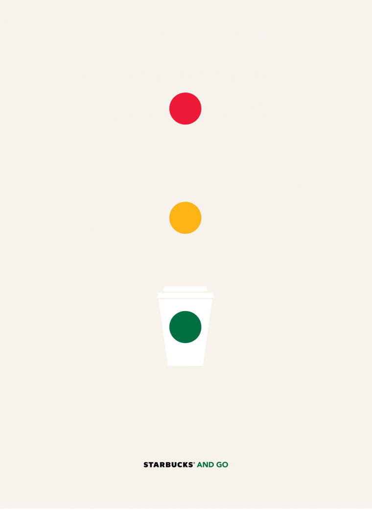 巴西Rai廣告公司為星巴克創(chuàng)作的“圖標(biāo)”篇平面創(chuàng)意廣告-星巴克和去