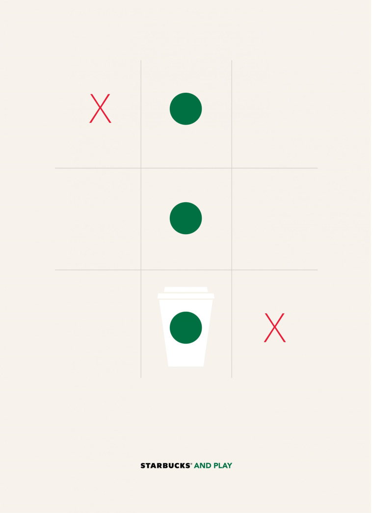 巴西Rai廣告公司為星巴克創(chuàng)作的“圖標(biāo)”篇平面創(chuàng)意廣告-星巴克和播放