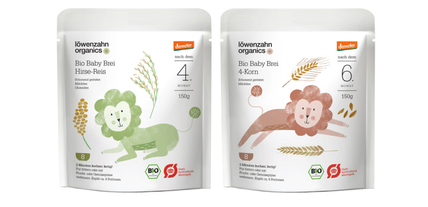 L?wenzahn有機嬰兒食品包裝設(shè)計”清新小獅子動物插畫“--上海包裝設(shè)計公司