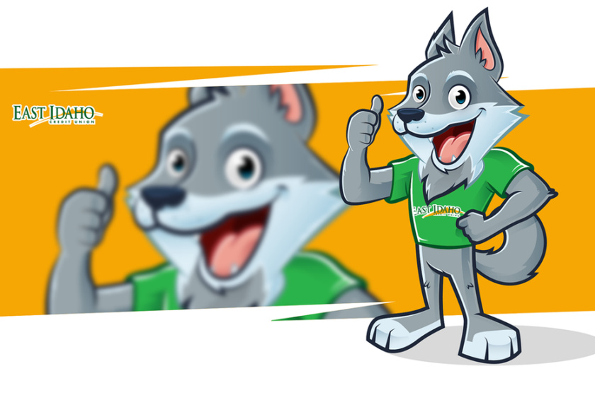 東愛達荷州信用合作社狼吉祥物設計