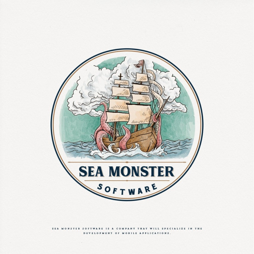 輕插畫設(shè)計(jì)-海怪軟件標(biāo)志設(shè)計(jì)