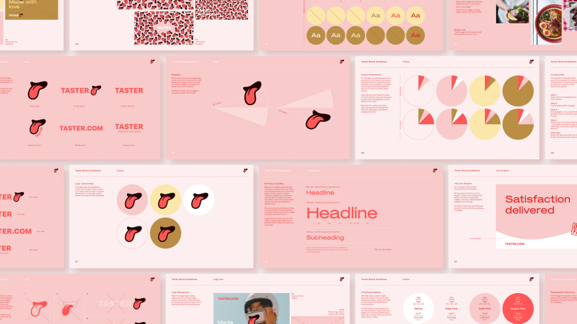 Taster外賣餐飲品牌logo設(shè)計(jì)與品牌vi形象設(shè)計(jì)，一個(gè)大膽熱情的舌頭圖案