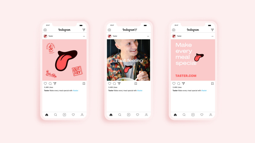 Taster外賣餐飲與品牌vi形象設(shè)計(jì)，一個(gè)大膽熱情的舌頭圖案